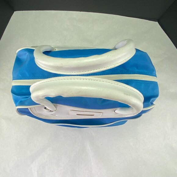 Vintage Speedo Footed Gym Travel Zip Bag Blue and White - Picture 5 of 15